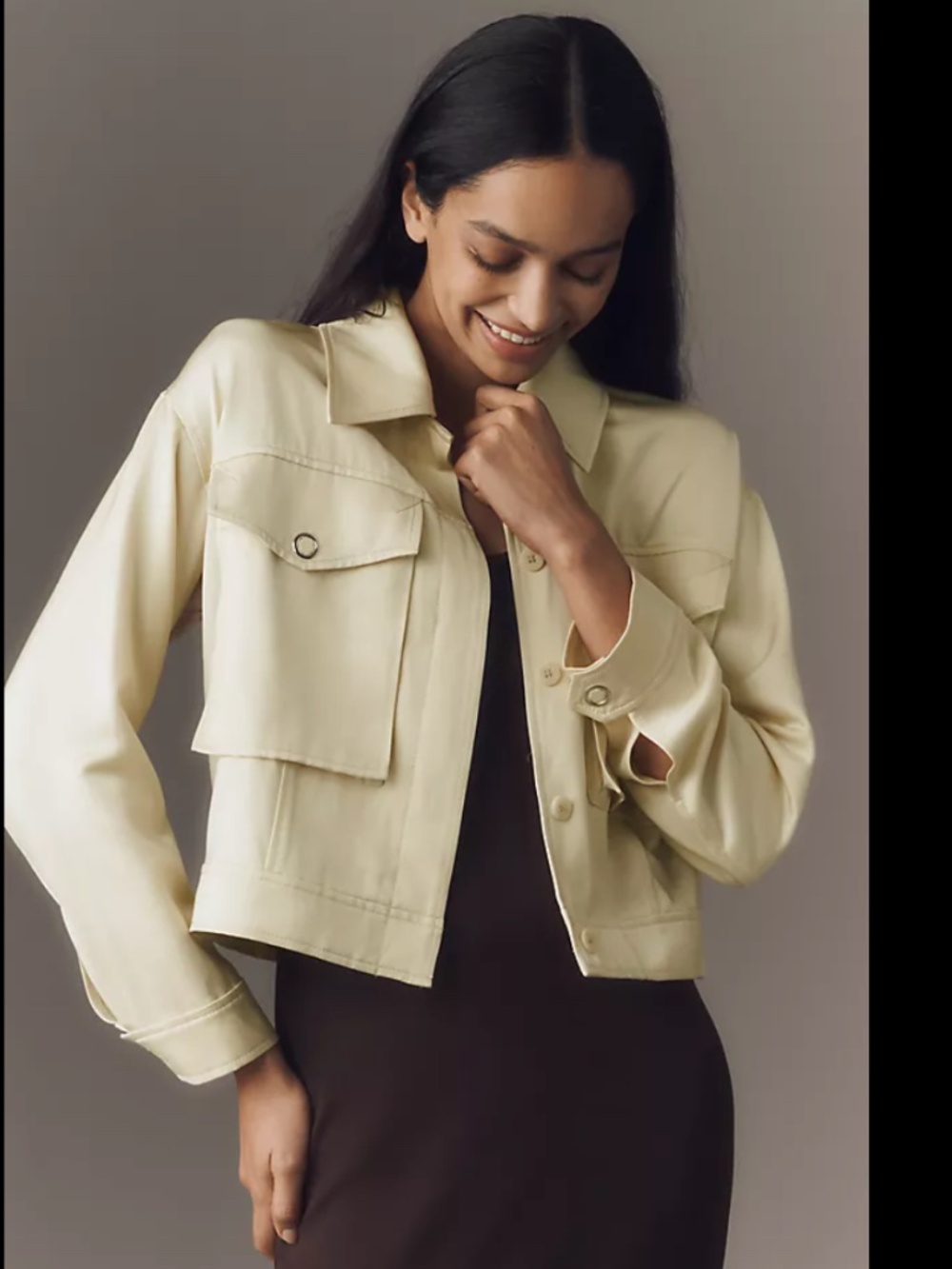 Anthropologie Satin Trucket, Utility Cropped Jacket XXS